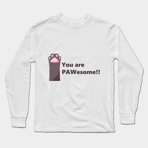 PAWsome Black Cat Paw Long Sleeve T-Shirt by ArtsyStormy